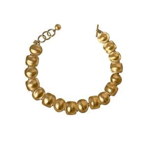 1980s ANNE KLEIN Satin Gold Plated Minimalist Circle & Square Choker Necklace